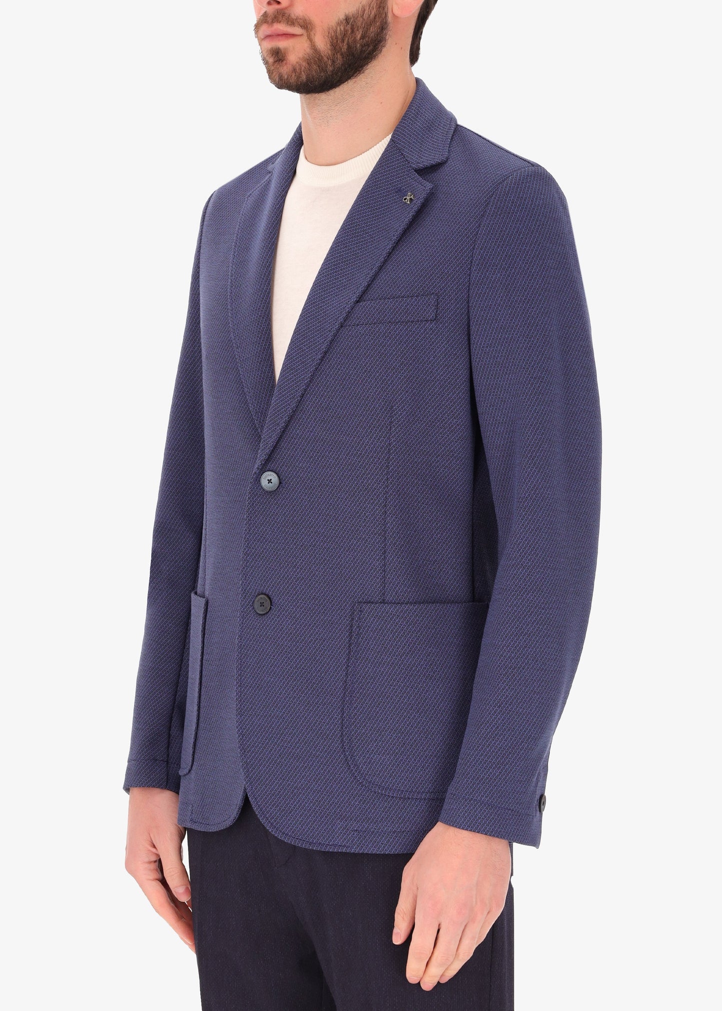 Distretto12 abito micro fantasia in tessuto Jersey stretch bluette