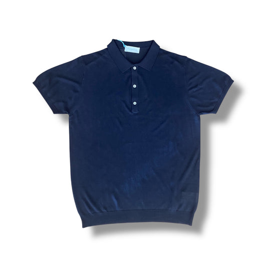 Playmouth maglia polo in cotone e lino finezza 18 blu