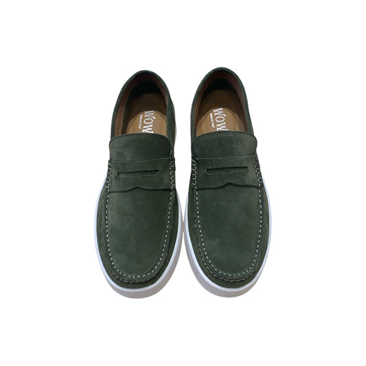WOW MOCASSINO SCAMOSCIATO FONDO IN GOMMA VERDE MADE IN ITALY