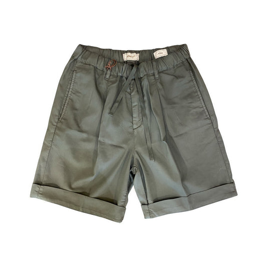 40WEFT BERMUDA CON ELASTICO IN VITA SUPER LEGGERO STRETCH VERDE MILITARE
