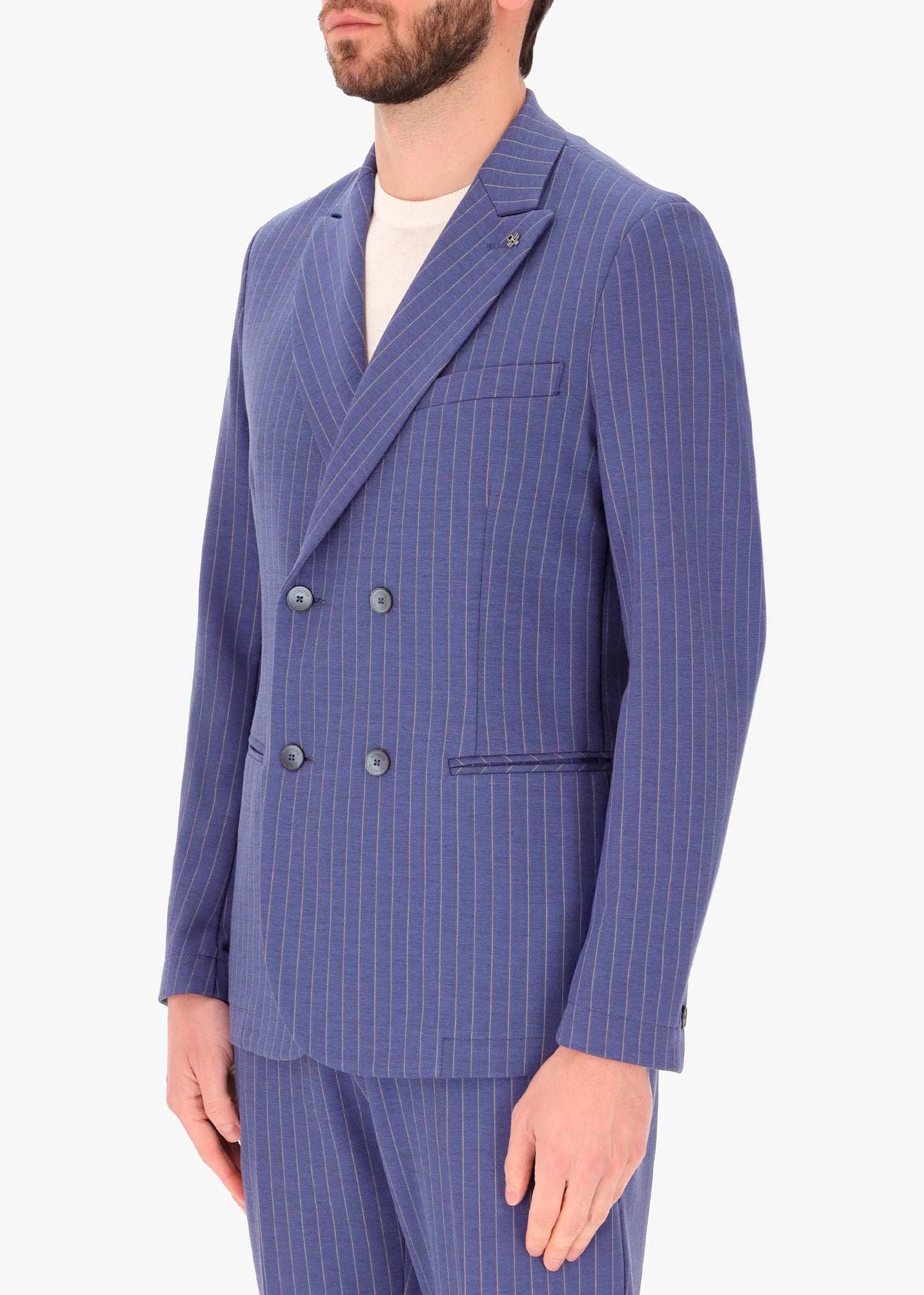 Distretto12 abito doppio petto in Jersey stretch gessato