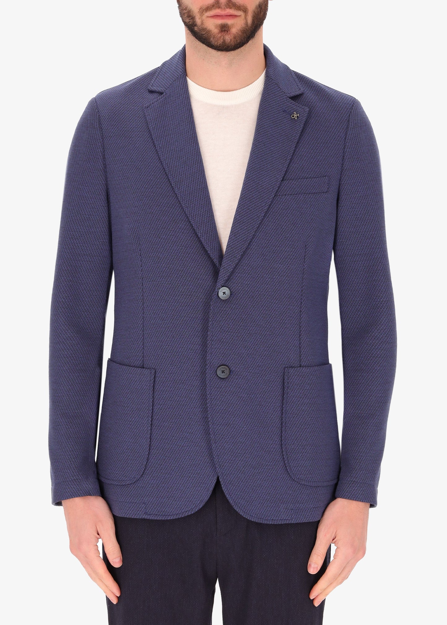 Distretto12 abito micro fantasia in tessuto Jersey stretch bluette