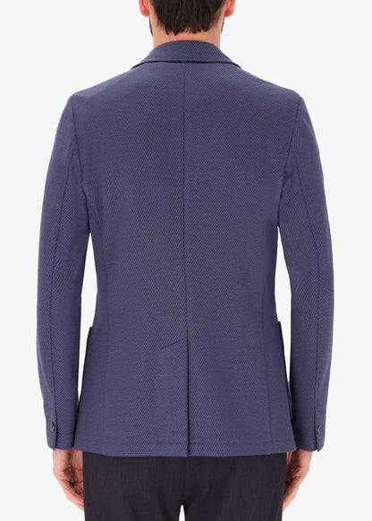 Distretto12 abito micro fantasia in tessuto Jersey stretch bluette